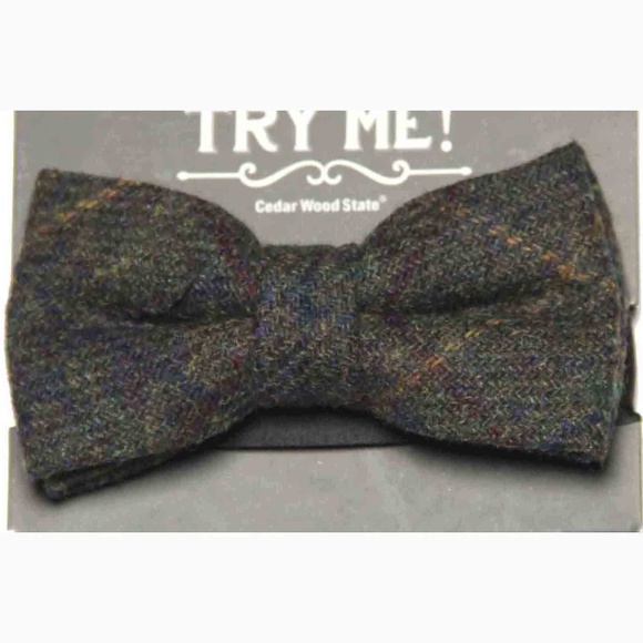 Wool Tweed Bow Tie Green Men's - Picture 1 of 1
